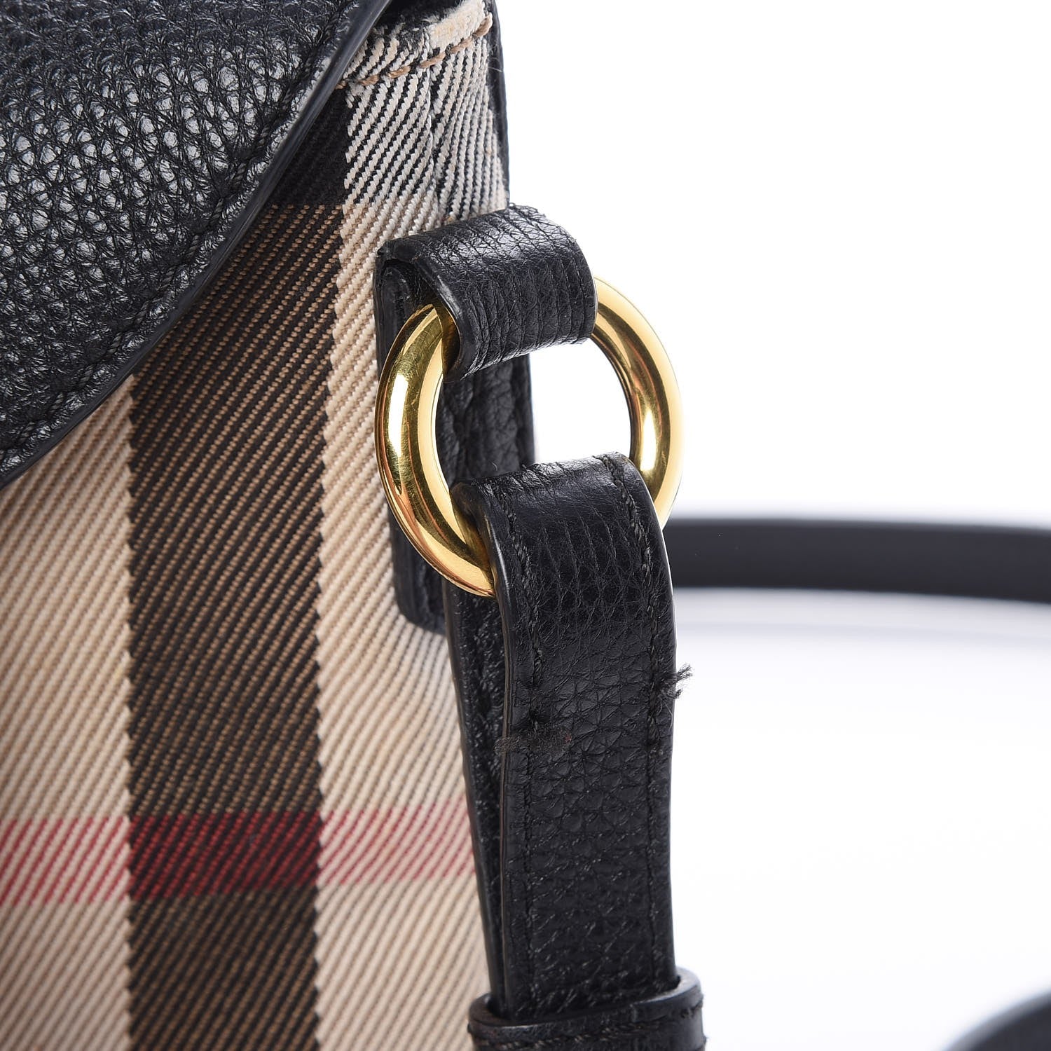 Burberry Horseshoe Calfskin House Check Small Milton Crossbody Bag Black 9 of 10
