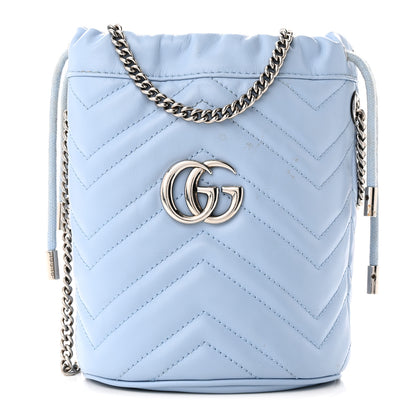 Gucci Calfskin Matelasse Mini GG Marmont 2.0 Bucket Bag Porcelain Light Blue 1 of 10