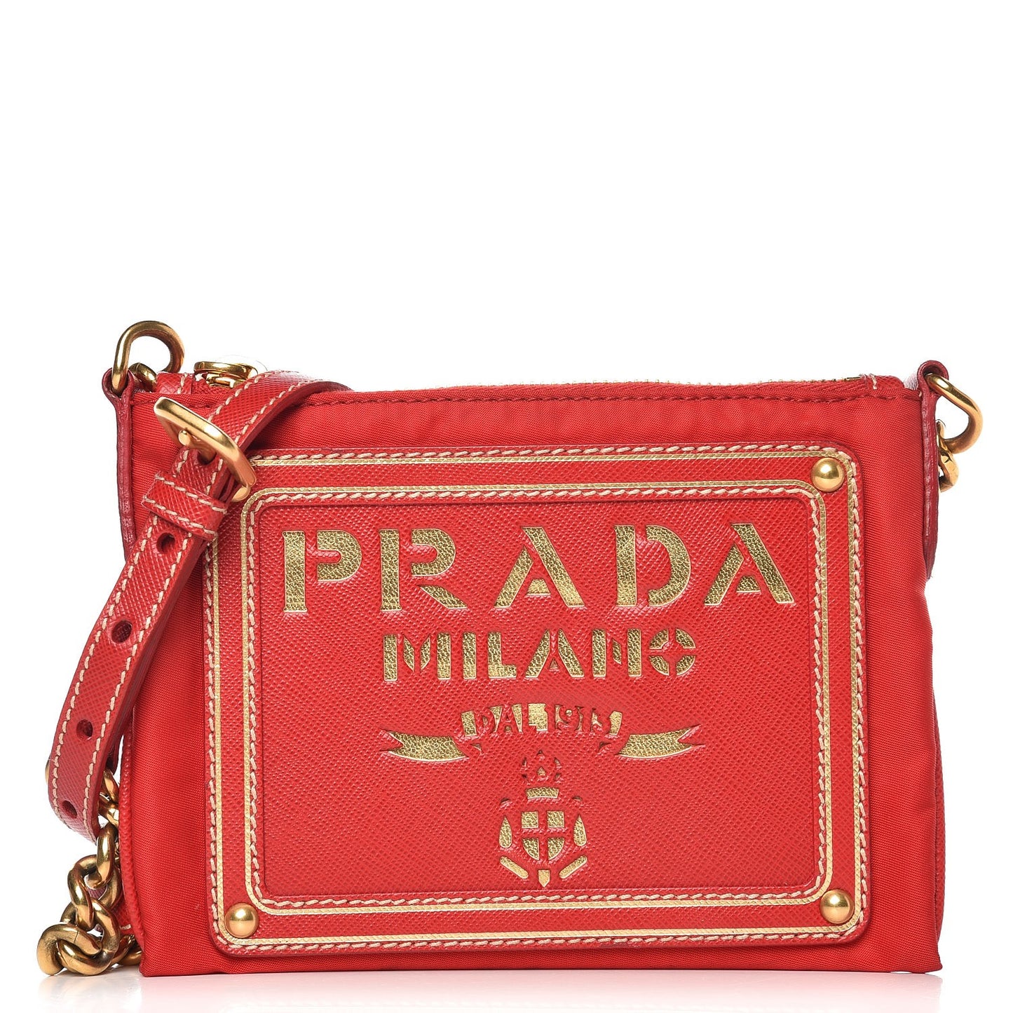 Tessuto Nylon Logo Small Crossbody Bag Red
