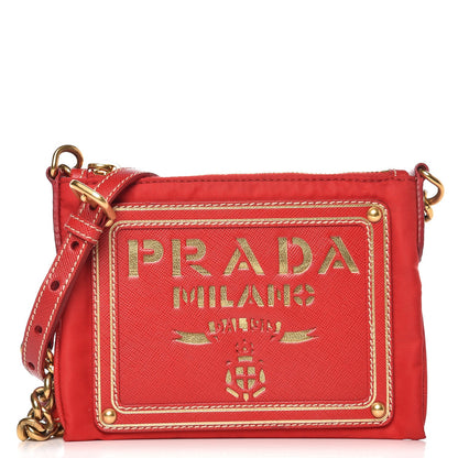 Prada Tessuto Nylon Logo Small Crossbody Bag Red 1 of 7