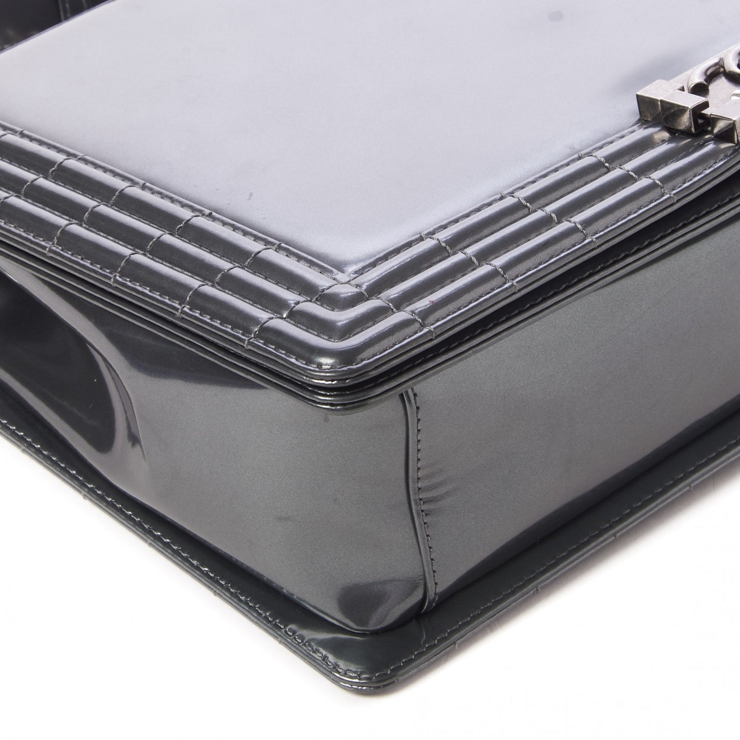 Glazed Calfskin Large Boy Flap Grey