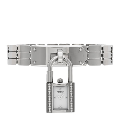 Hermes Stainless Steel Diamond 16mm Kelly Quartz Watch 1 of 4