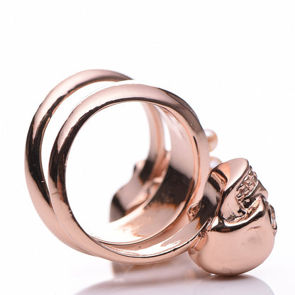 Alexander McQueen Pearl Spiral Double Skull Ring 51.9 6 Rose Gold 8 of 8