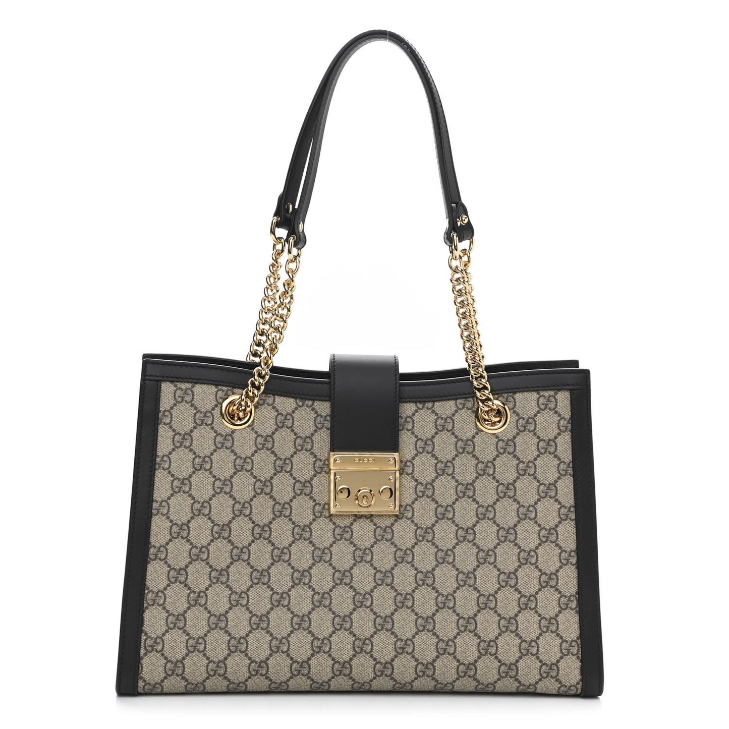 GG Supreme Monogram Medium Padlock Tote Black