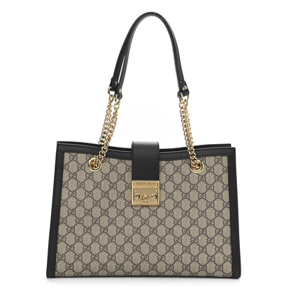Gucci GG Supreme Monogram Medium Padlock Tote Black 1 of 11