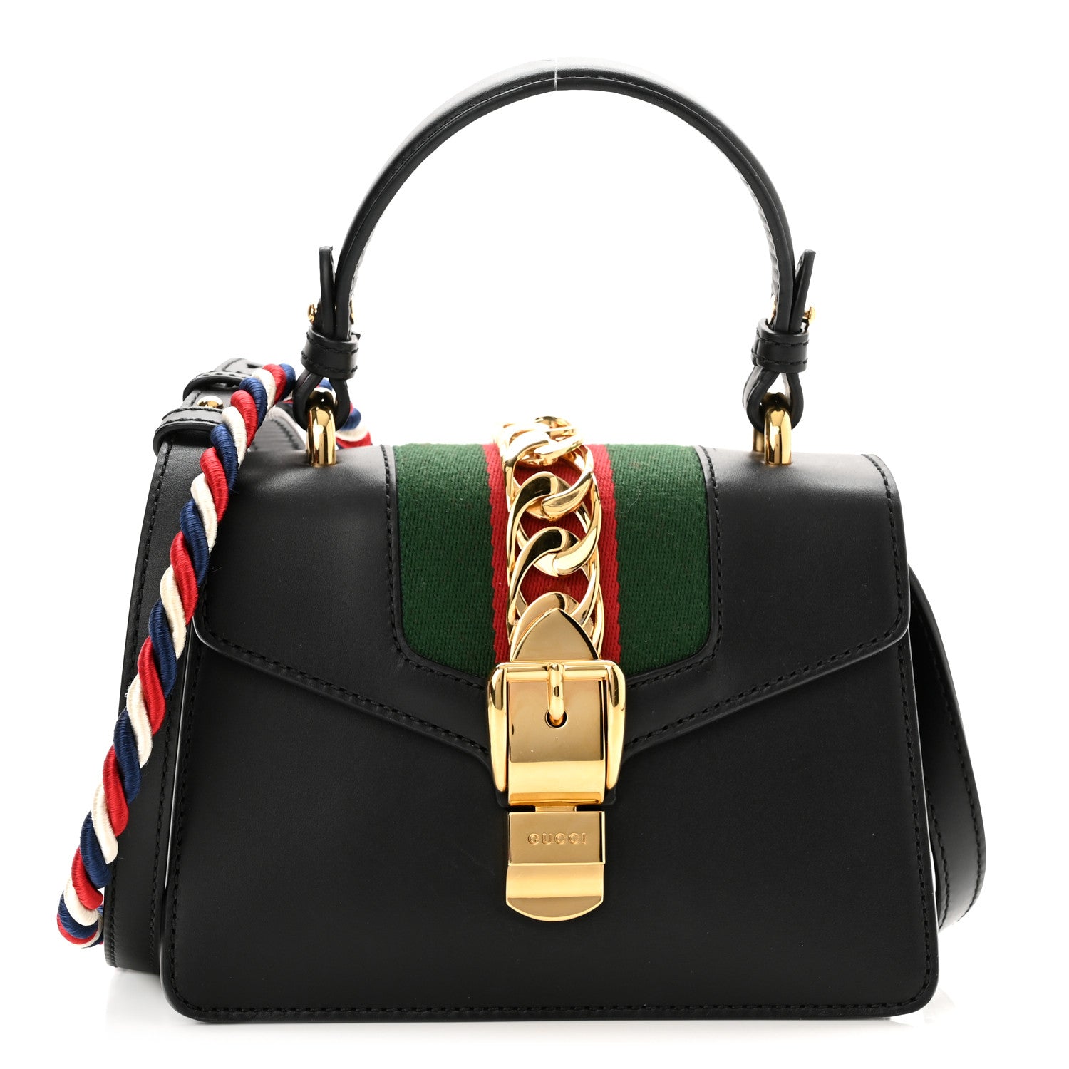 Gucci Calfskin Mini Sylvie Top Handle Bag Black 1 of 11
