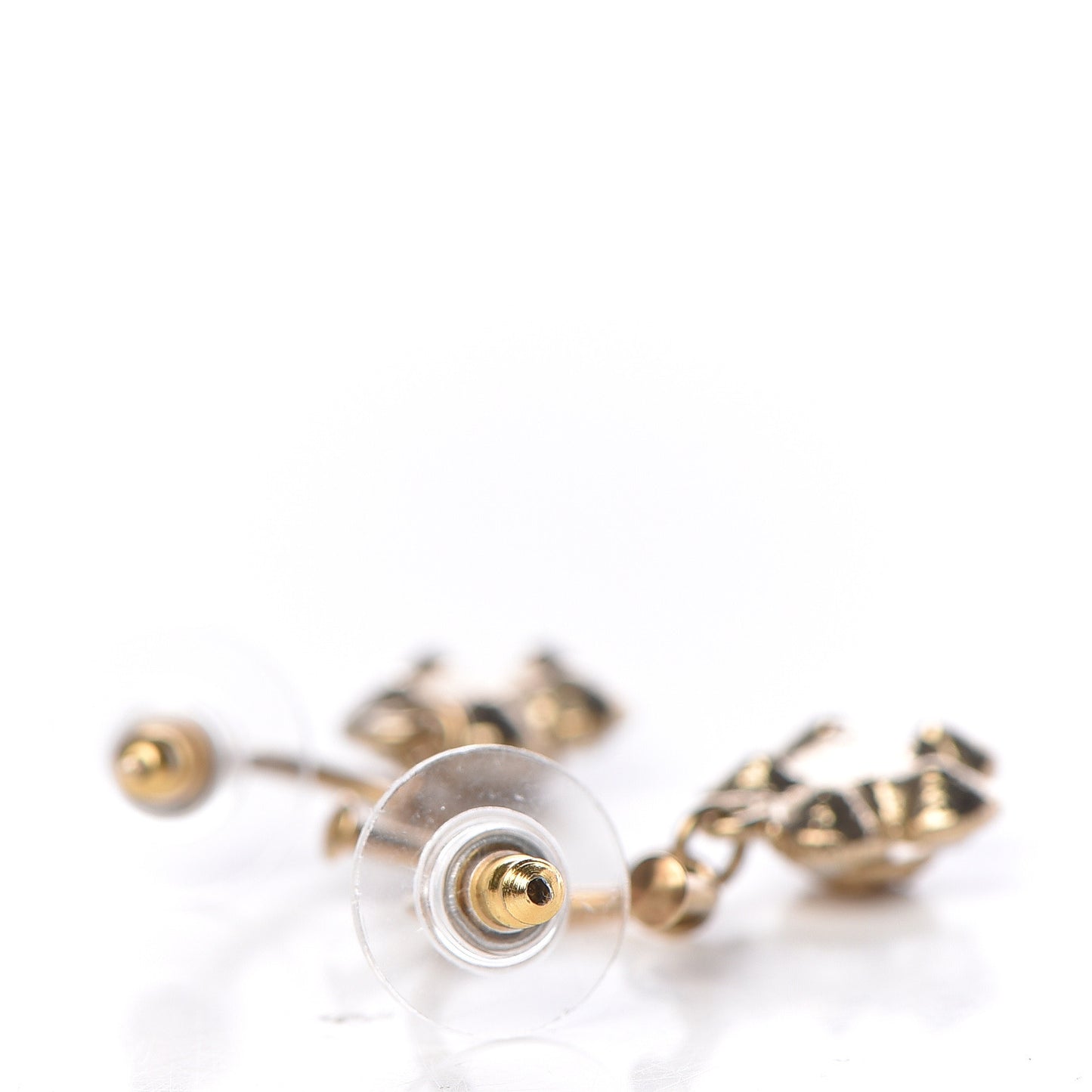 Crystal CC Flower Dangle Earrings Gold