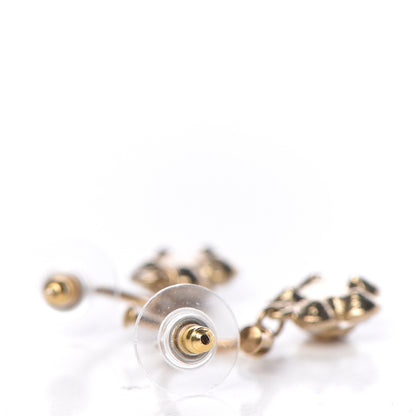 Chanel Crystal CC Flower Dangle Earrings Gold 4 of 5
