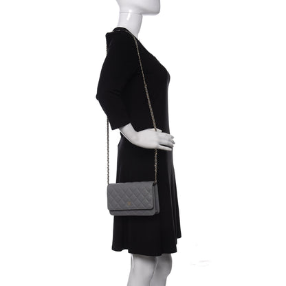 Chanel Caviar Quilted Wallet On Chain WOC Grey 2 of 11
