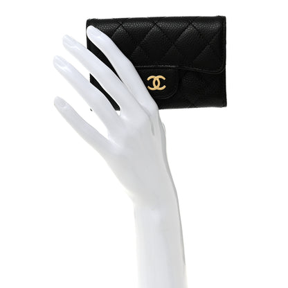Chanel Caviar Quilted Flap Card Holder Wallet Black 2 of 9
