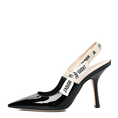 Christian Dior Patent Ribbon J'Adior Slingback 100mm Pumps 38 Black 1 of 8
