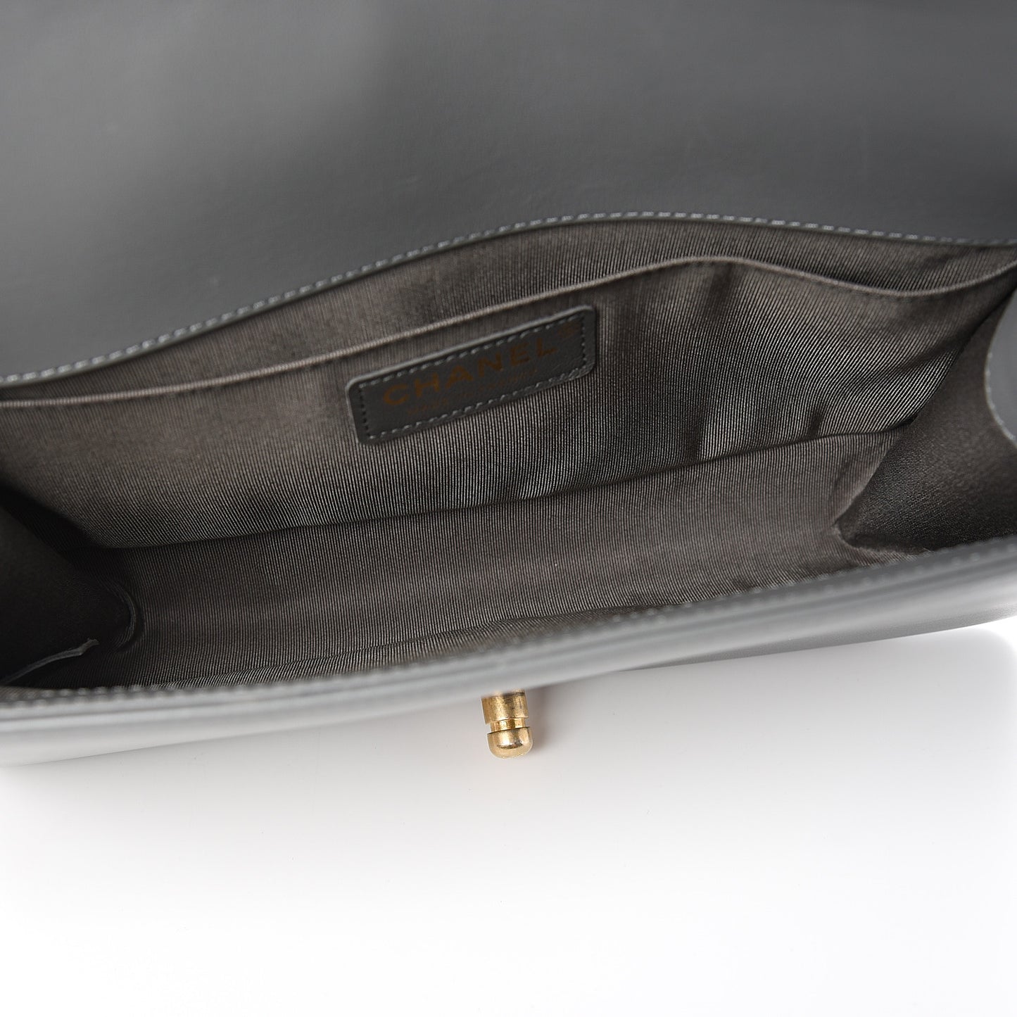 Calfskin Quilted Medium Boy Flap Grey