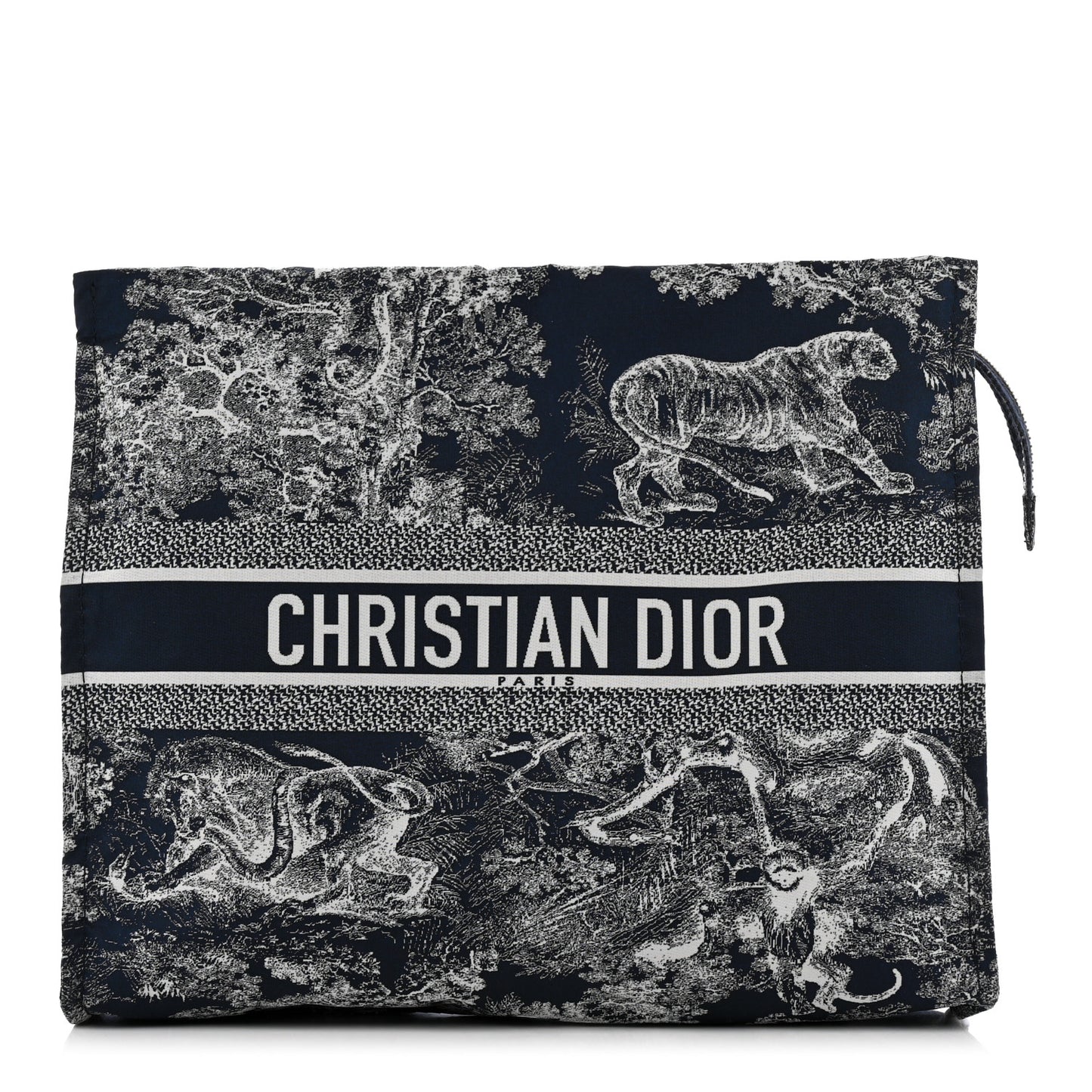 Embroidered Toile De Jouy Diortravel Zipped Pouch Blue