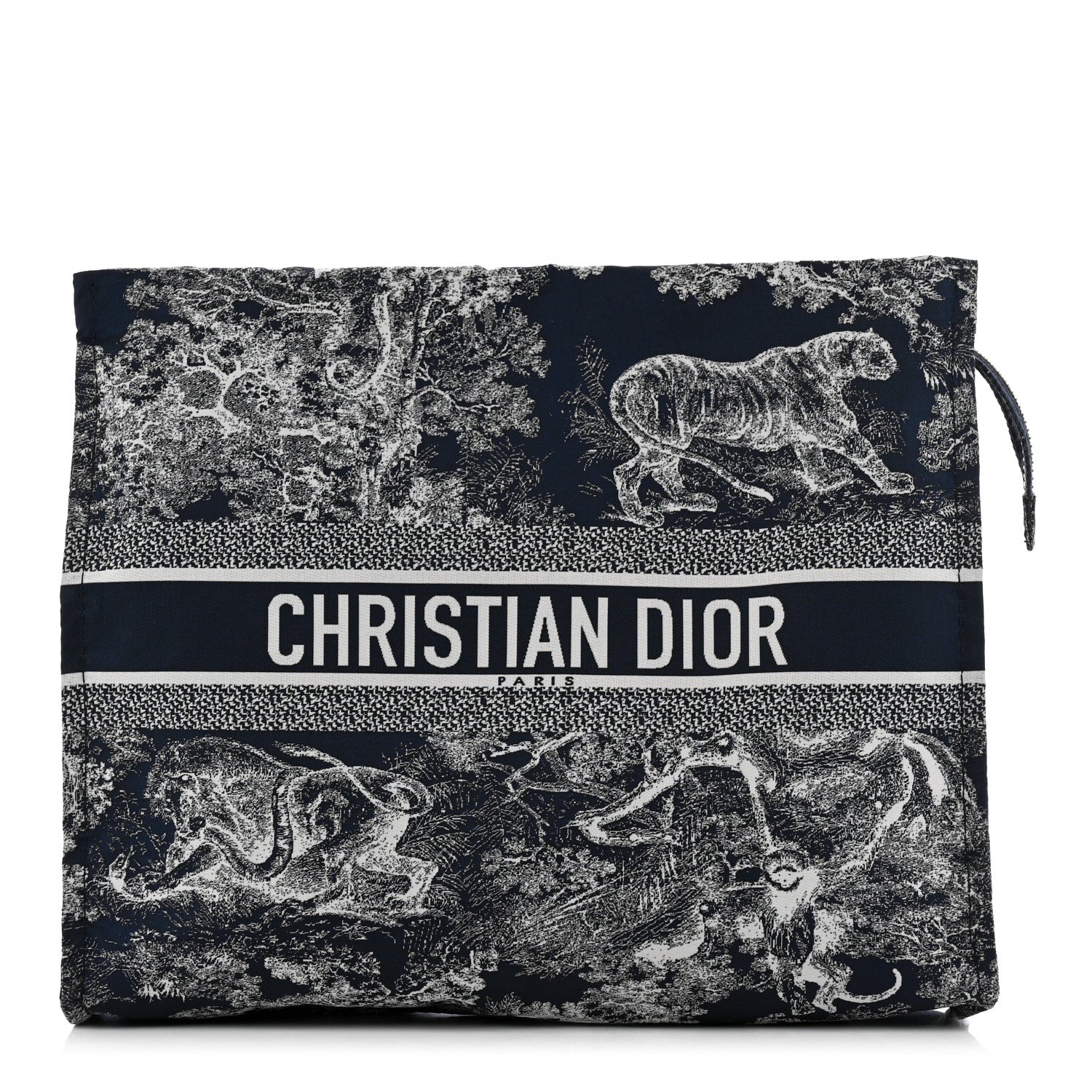 Christian Dior Embroidered Toile De Jouy Diortravel Zipped Pouch Blue 1 of 7