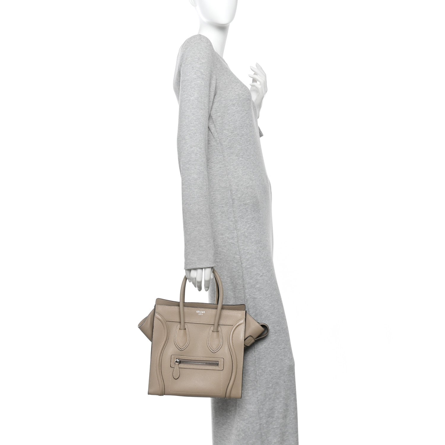 Celine Drummed Calfskin Micro Luggage  Dune 2 of 12