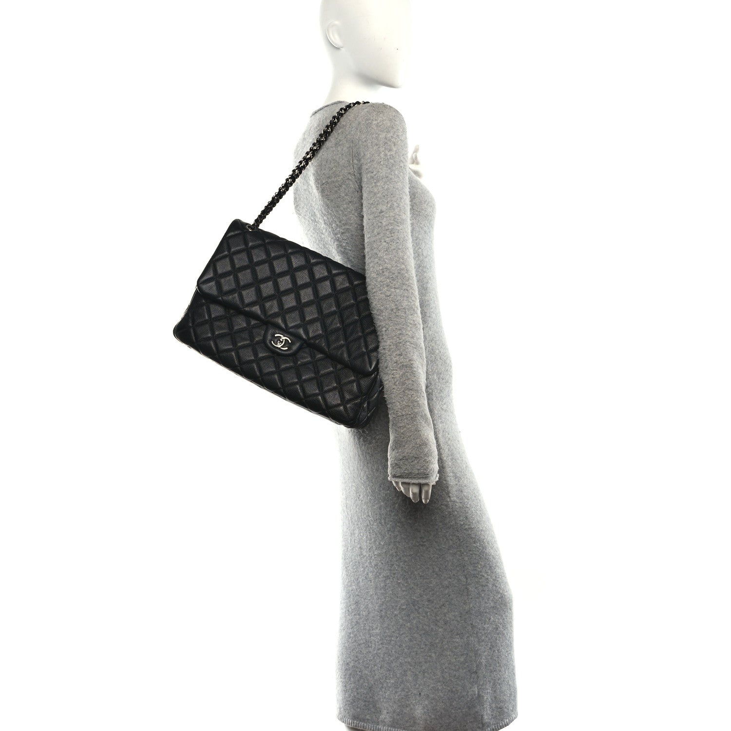 Chanel Calfskin Quilted XXL Travel Flap Bag Black 2 of 12