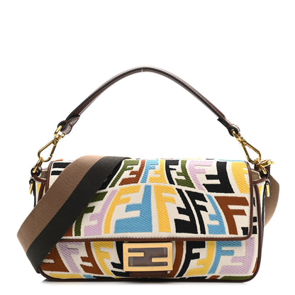 Fendi X SARA COLEMAN Canvas Vitello King Seta FF Fish Eye Embroidered Baguette Grezzo Multicolor Ghianda 1 of 13