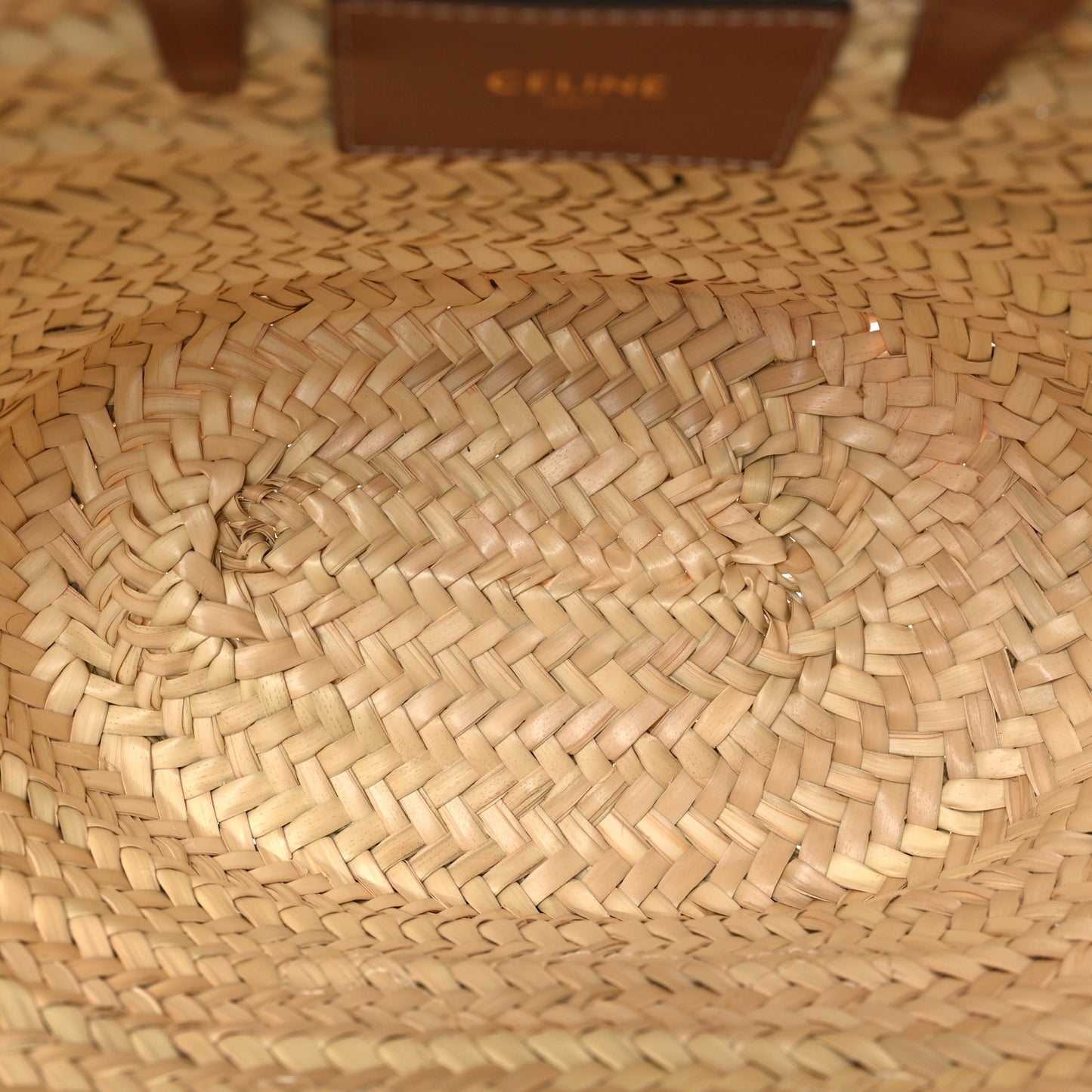 Raffia Calfskin Triomphe Teen Panier Tan