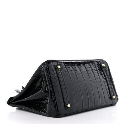 Hermes Shiny Porosus Crocodile Birkin 35 Black 4 of 10