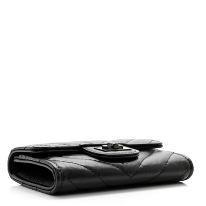 Chanel Aged Calfskin Chevron Quilted Reissue Card Holder Wallet So Black 4 of 10