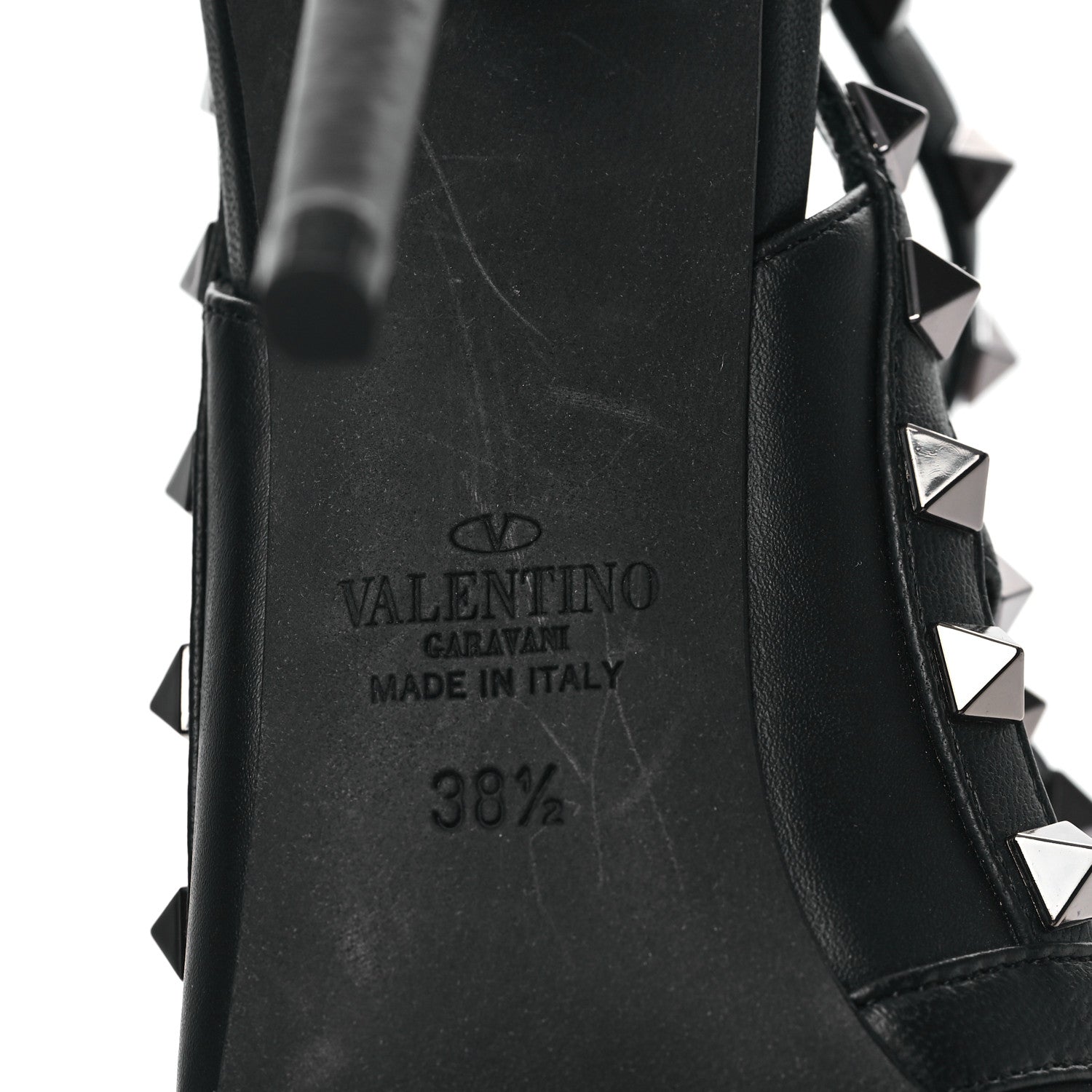 Valentino Garavani Calfskin Nappa Rockstud Ankle Strap 100mm Pumps 38.5 Black 6 of 9