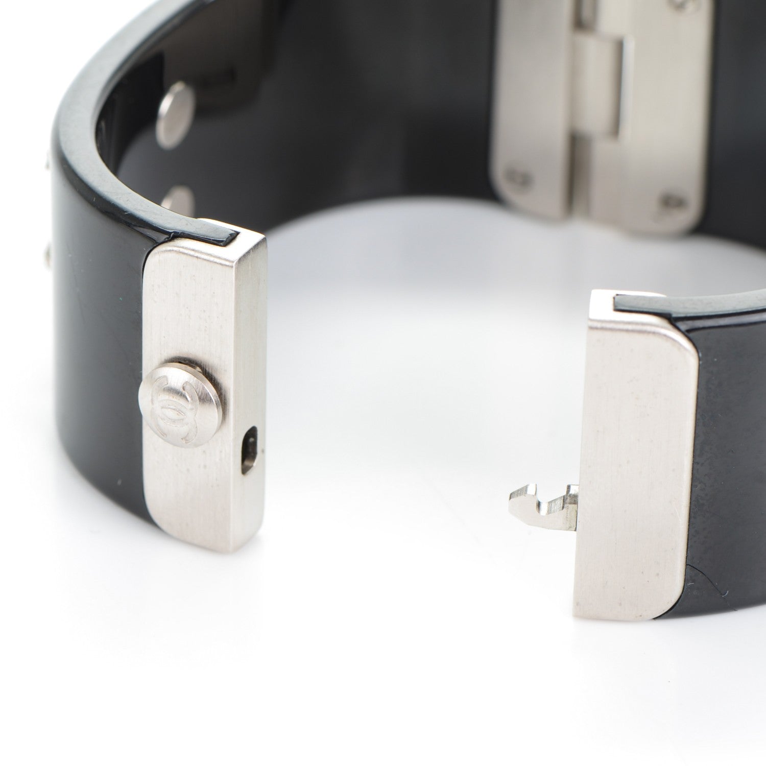 Chanel Resin Baguette Crystal CC Cuff Black 4 of 5