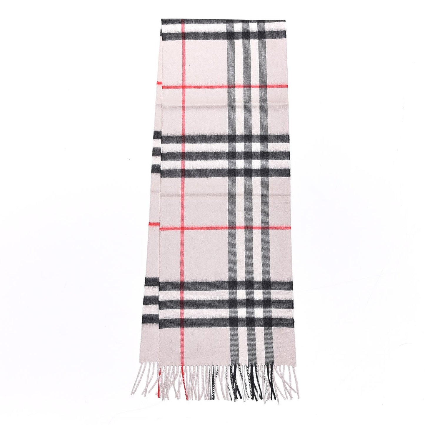 Cashmere Giant Check Fringe Scarf Stone