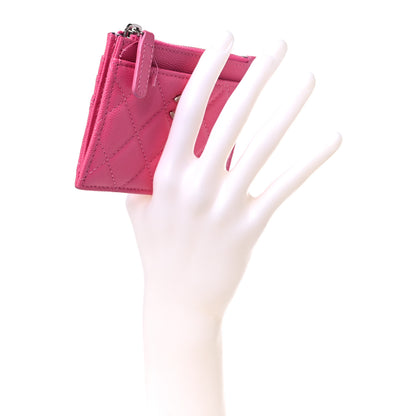 Chanel Caviar Quilted CC Zip Card Holder Dark Pink 2 of 11