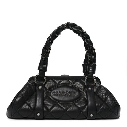 Chanel Distressed Lambskin Lady Braid Frame Bowler Black 1 of 10