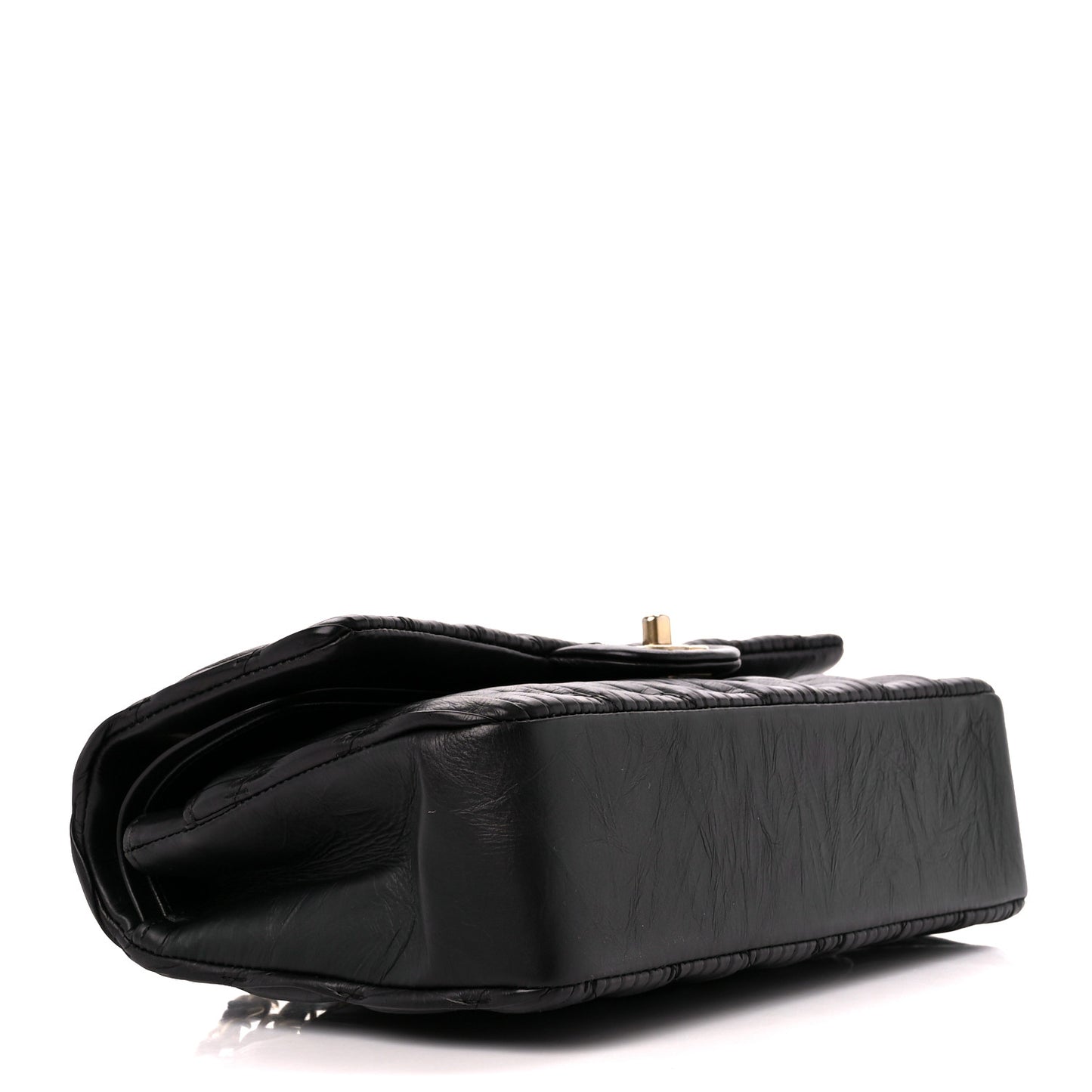 Calfskin Coco Pleats Medium Double Flap Black