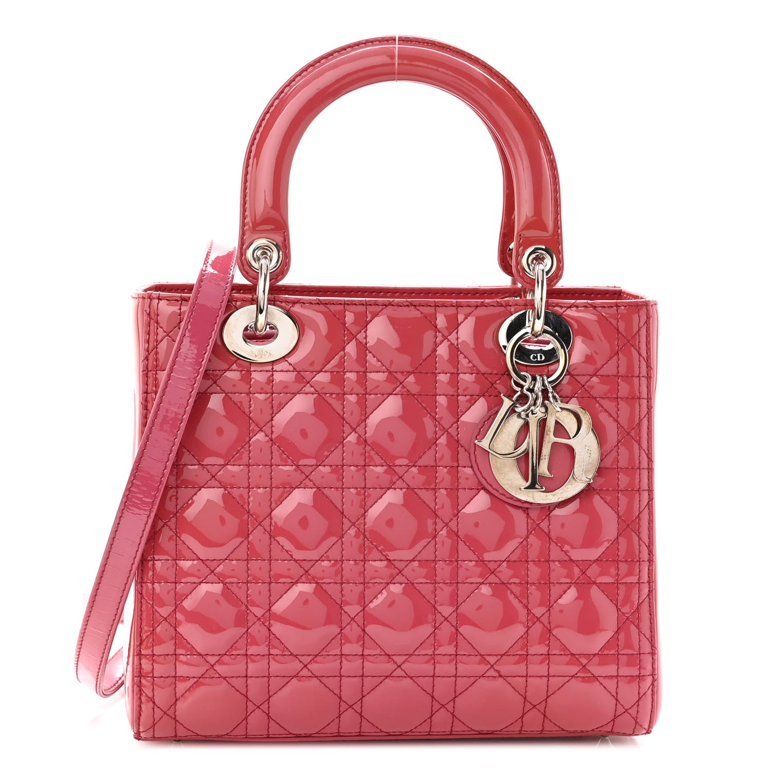 Christian Dior Patent Cannage Medium Lady Dior Pink 1 of 11