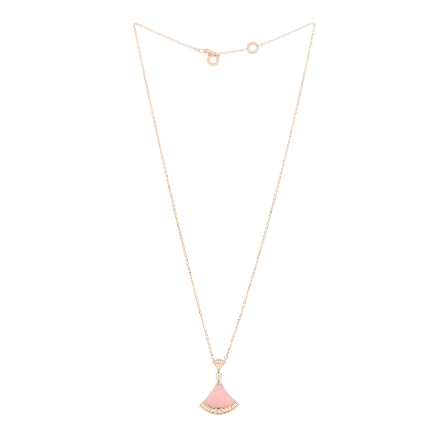 18K Rose Gold Diamond Pink Opal Large Divas' Dream Pendant Necklace