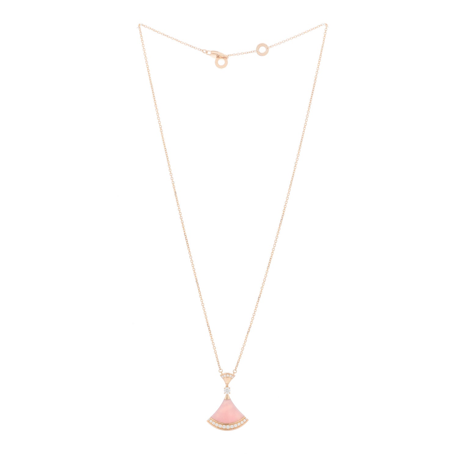 Bulgari 18K Rose Gold Diamond Pink Opal Large Divas' Dream Pendant Necklace 2 of 7
