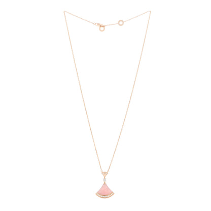 Bulgari 18K Rose Gold Diamond Pink Opal Large Divas' Dream Pendant Necklace 2 of 7