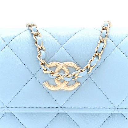 Chanel Lambskin Quilted Chain Around Coin Purse With Chain Light Blue 9 of 12