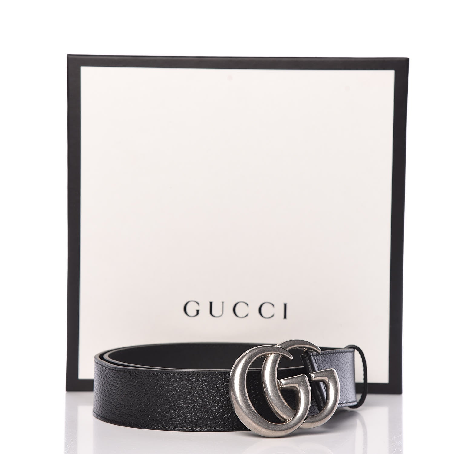 Gucci Textured Dollar Calfskin Nickel Double G 40mm Belt 90 36 Black 7 of 7