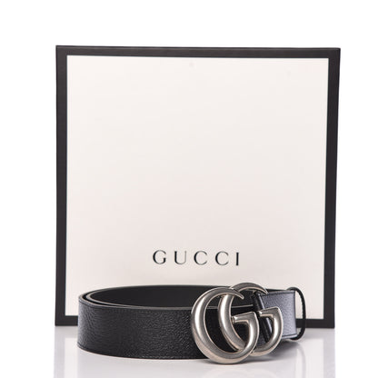 Gucci Textured Dollar Calfskin Nickel Double G 40mm Belt 90 36 Black 7 of 7