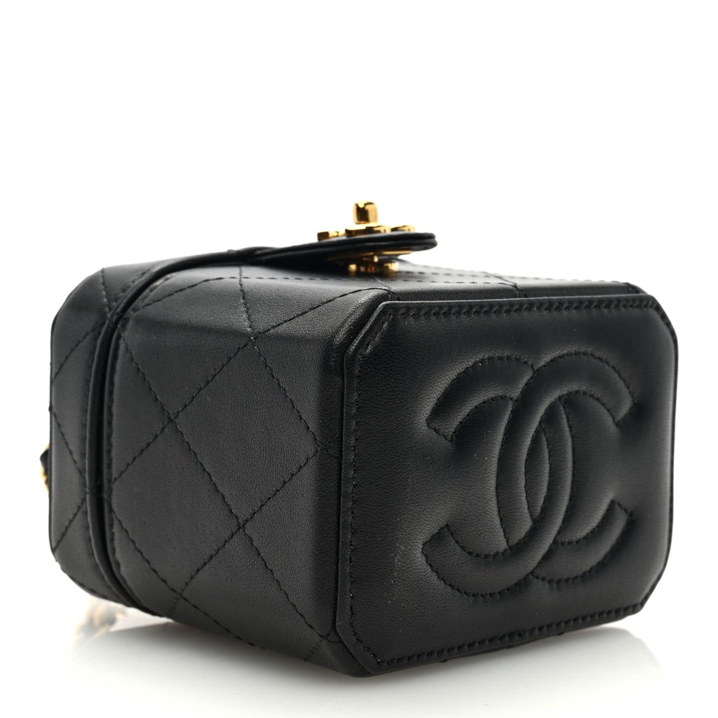 Lambskin Quilted Vanity Clutch With Chain Black