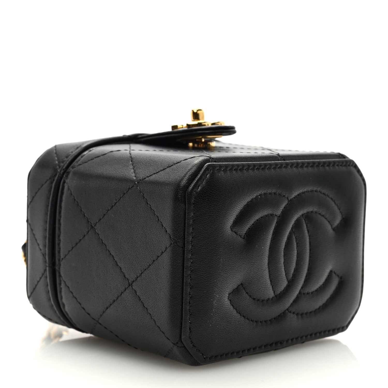 Chanel Lambskin Quilted Vanity Clutch With Chain Black 4 of 12
