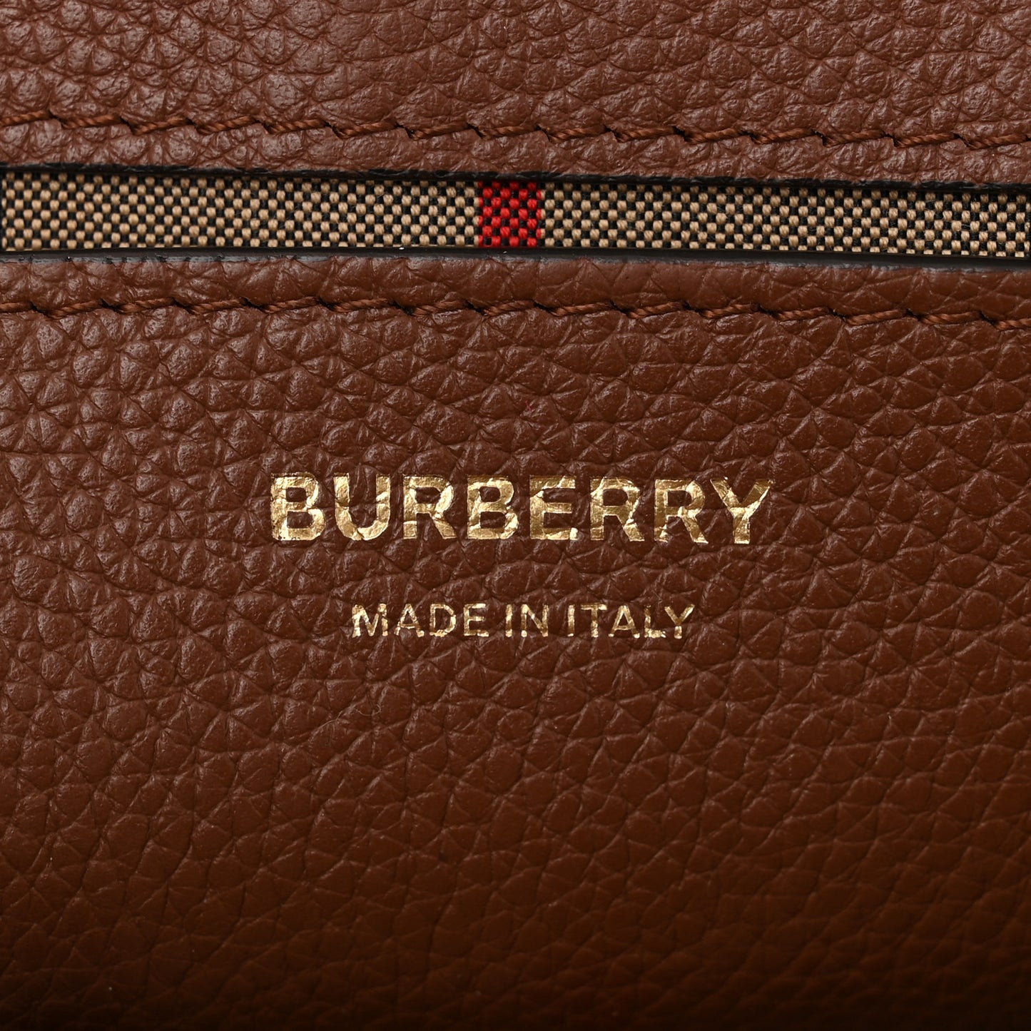 Grainy Calfskin Vintage Check Note Crossbody Bag Malt Brown