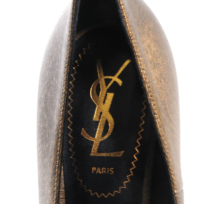 Saint Laurent Etched Leather Tribtoo 105 Platform Pumps 37 Gold 6 of 6
