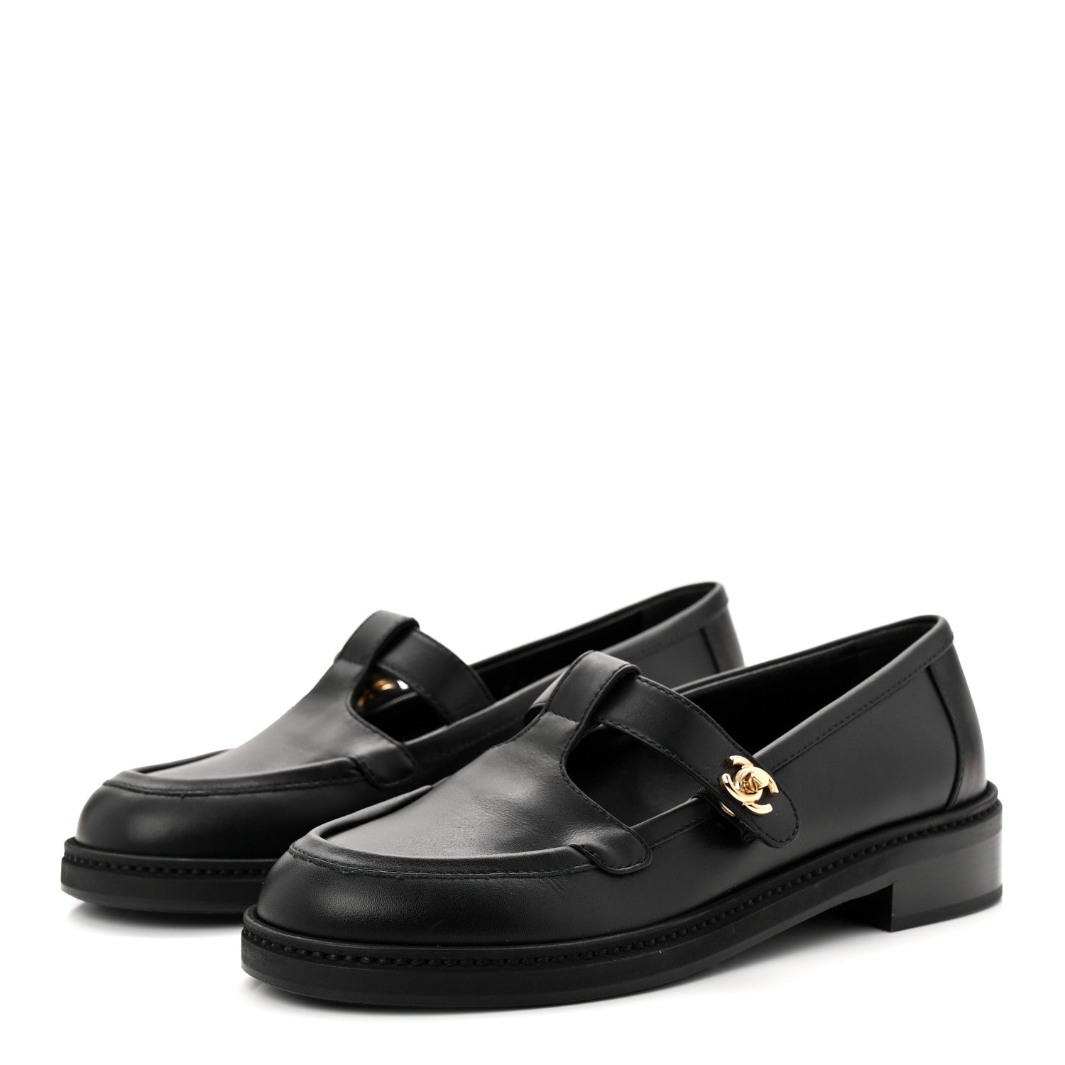 Chanel Calfskin CC Turnlock Moccasin Loafers 37.5 Black 4 of 10