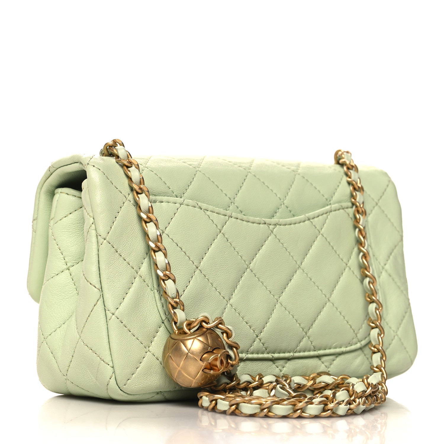 Chanel Lambskin Quilted Mini Rectangular Pearl Crush Flap Light Green 3 of 10
