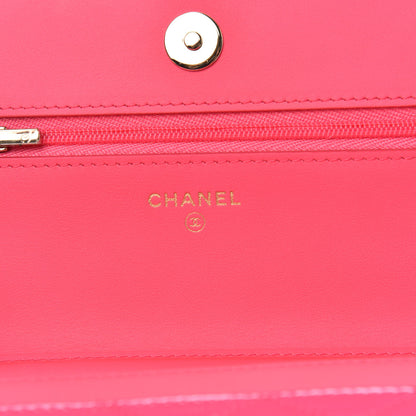 Chanel Patent Calfskin Quilted Wallet On Chain WOC Pink 6 of 11