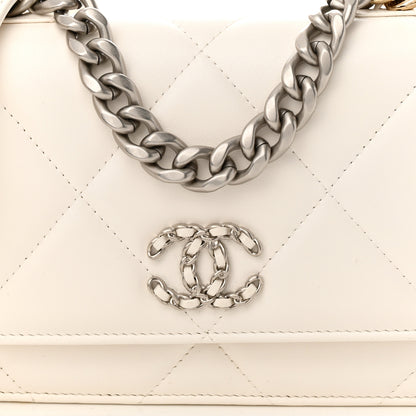 Chanel Lambskin Quilted Chanel 19 Wallet On Chain WOC White 9 of 14