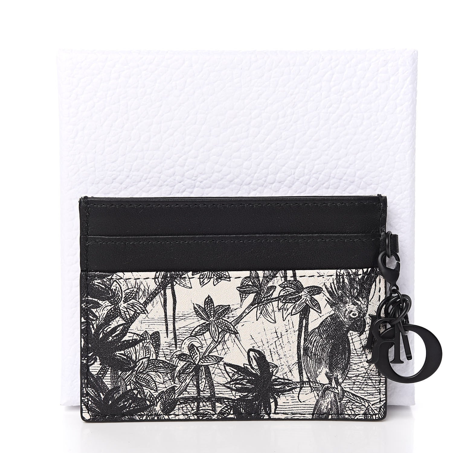 Christian Dior Calfskin Toile de Jouy Carnivora Card Holder Black White 8 of 8