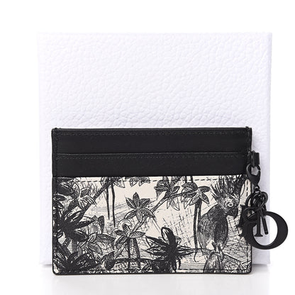 Christian Dior Calfskin Toile de Jouy Carnivora Card Holder Black White 8 of 8