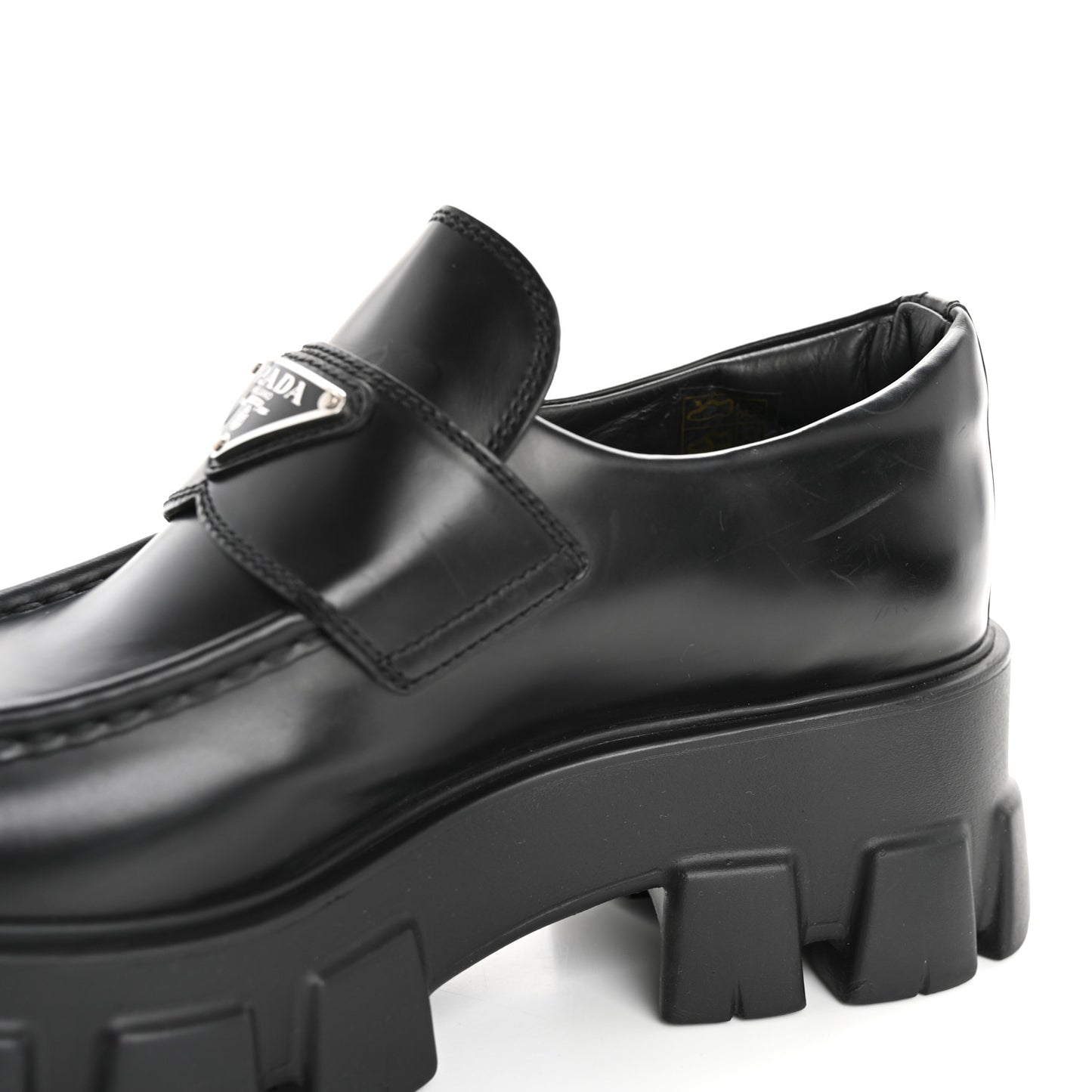 Spazzolato Rois Metal Triangle Logo Monolith 55mm Loafers 38 Black