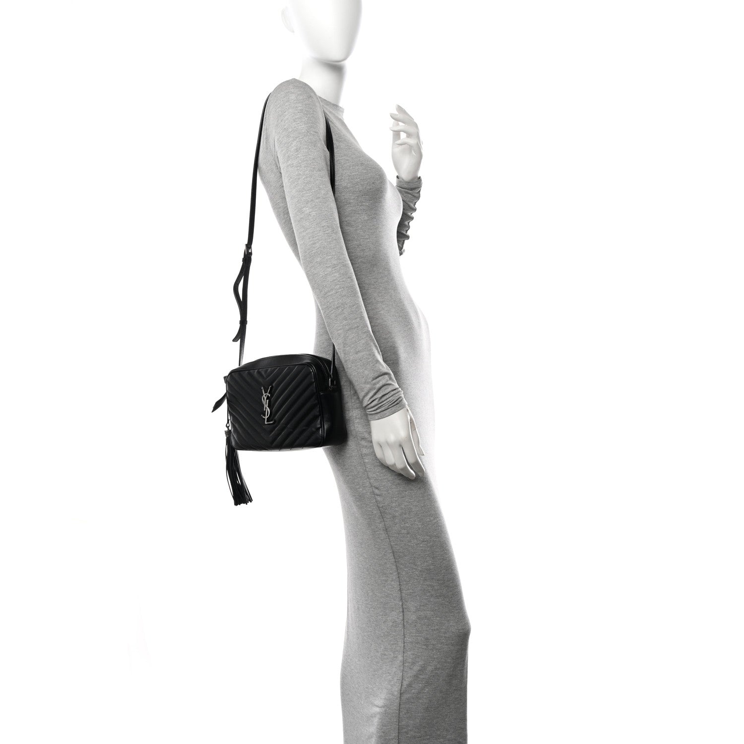 Saint Laurent Calfskin Matelasse Monogram Lou Camera Bag Black 3 of 10