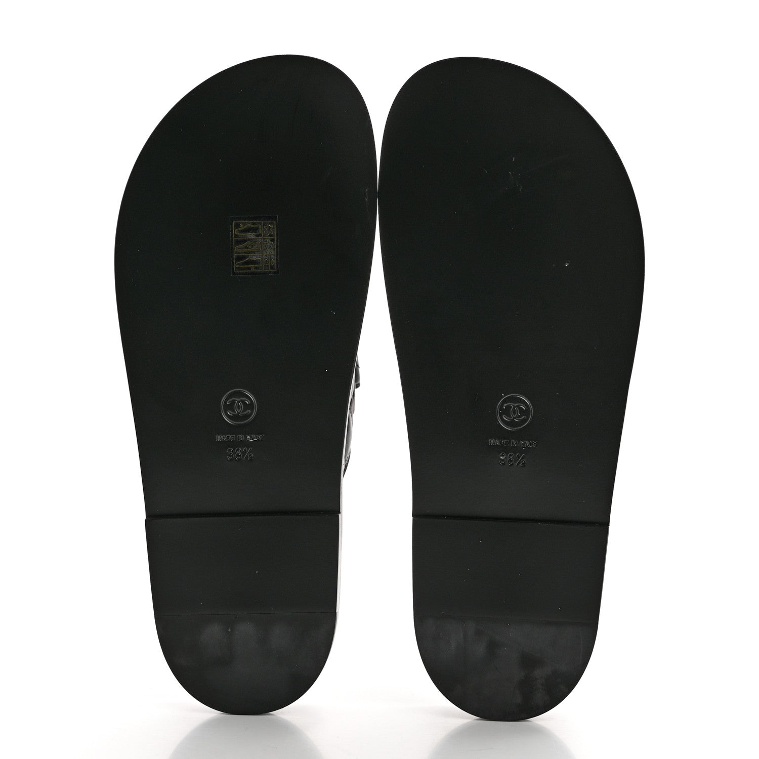 Chanel Lambskin Quilted Velcro Dad Chain CC Slide Sandals 38.5 Black 5 of 9